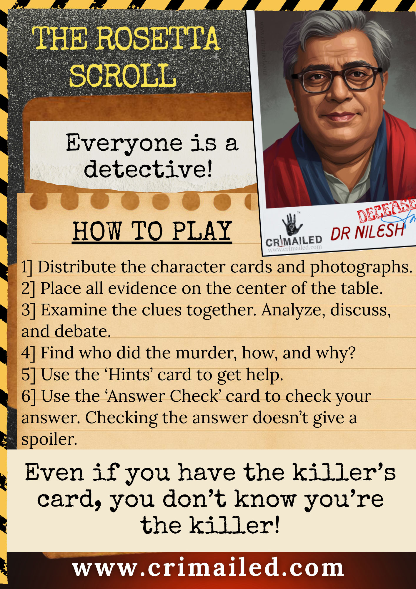 The Rosetta Scroll | Print & Play | Murder Mystery Case File Game