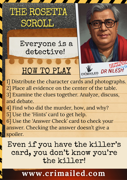 The Rosetta Scroll | Print & Play | Murder Mystery Case File Game
