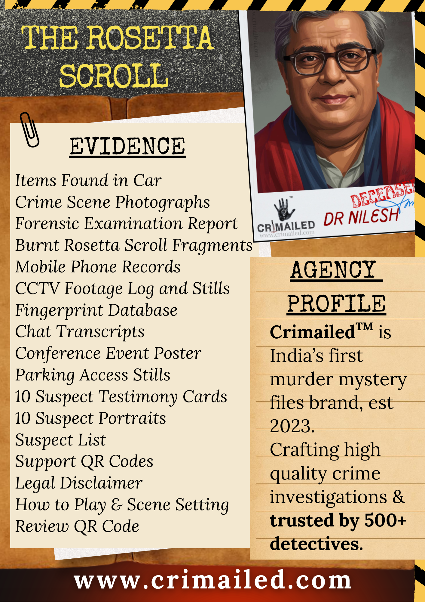 The Rosetta Scroll | Print & Play | Murder Mystery Case File Game